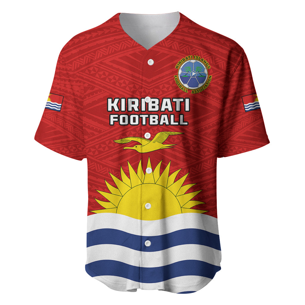 Personalised Kiribati Football Baseball Jersey Polynesian Pattern Mix Kiribatian Flag LT14 Red - Polynesian Pride