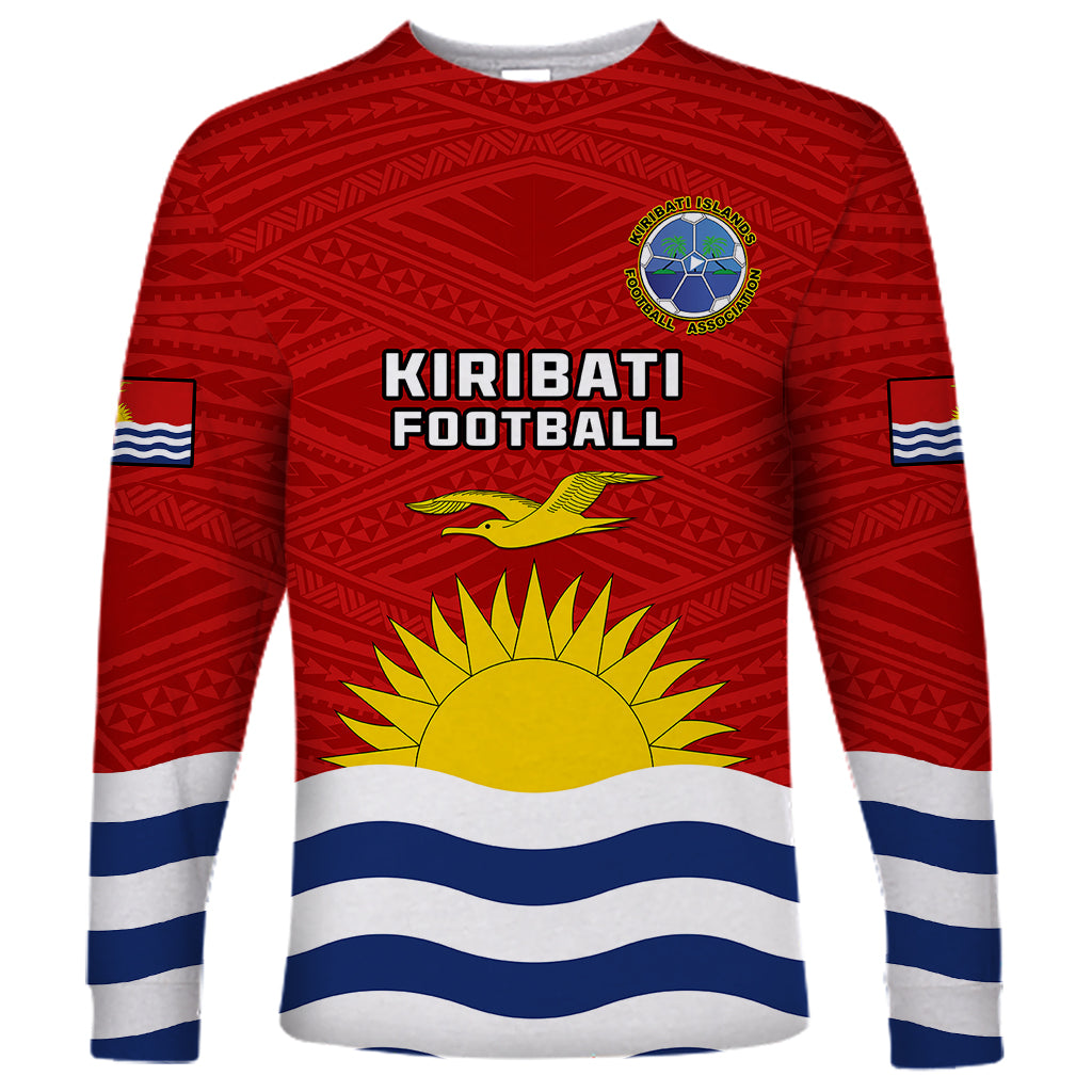 Personalised Kiribati Football Long Sleeve Shirt Polynesian Pattern Mix Kiribatian Flag LT14 Unisex Red - Polynesian Pride