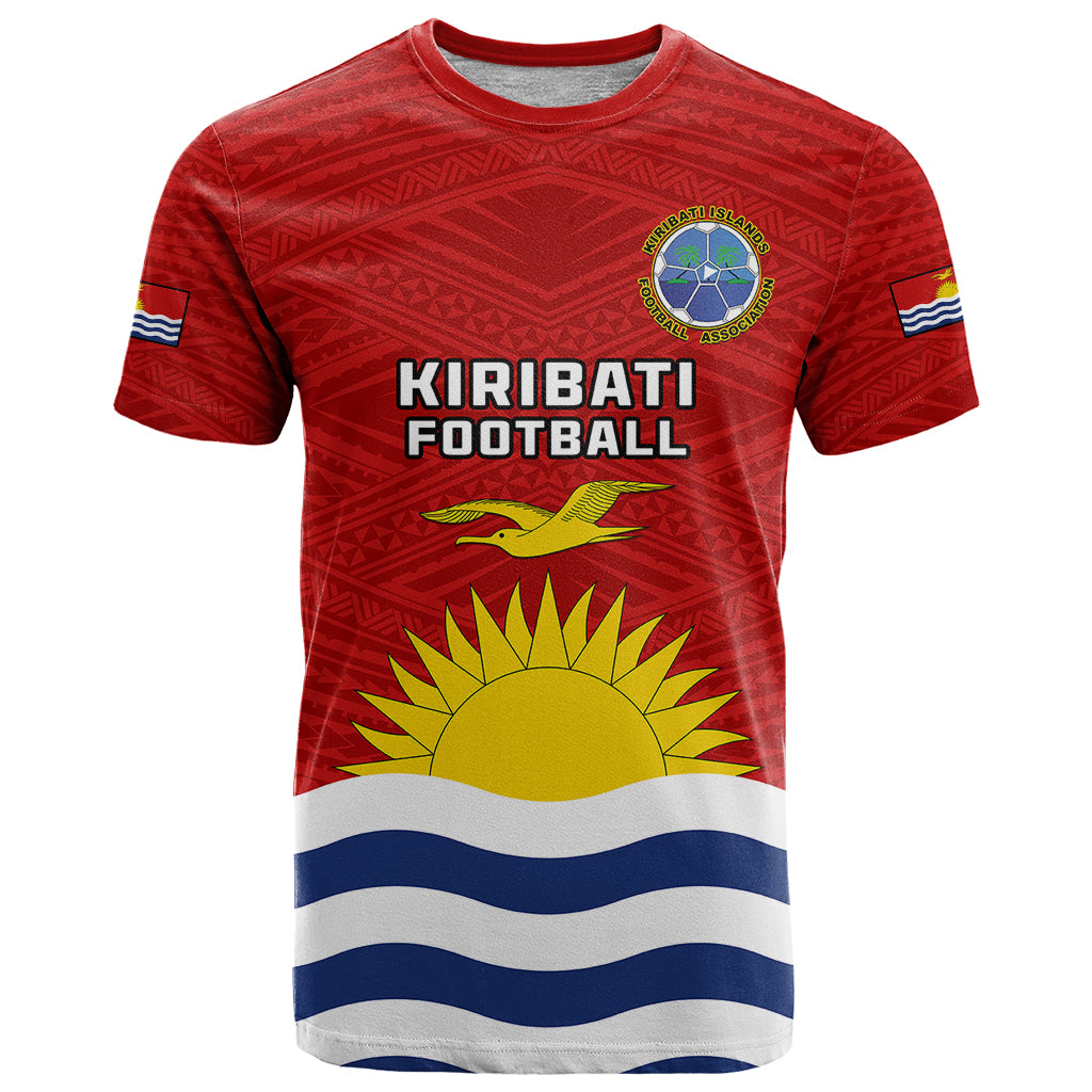 Custom Kiribati Football T Shirt Polynesian Pattern Mix Kiribatian Flag LT14 Red - Polynesian Pride