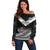 Personalised Aotearoa Football Off Shoulder Sweater Go New Zealand Maori Fern Pattern LT14 Women Black - Polynesian Pride