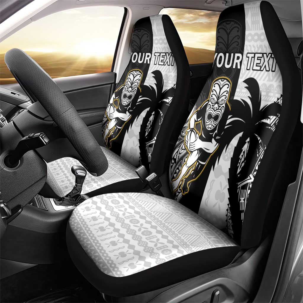 Custom Fiji And New Zealand Rugby Car Seat Cover Aotearoa Silver Fern Mix Fijian Tapa Pattern