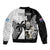 Custom Fiji And New Zealand Rugby Sleeve Zip Bomber Jacket Aotearoa Silver Fern Mix Fijian Tapa Pattern