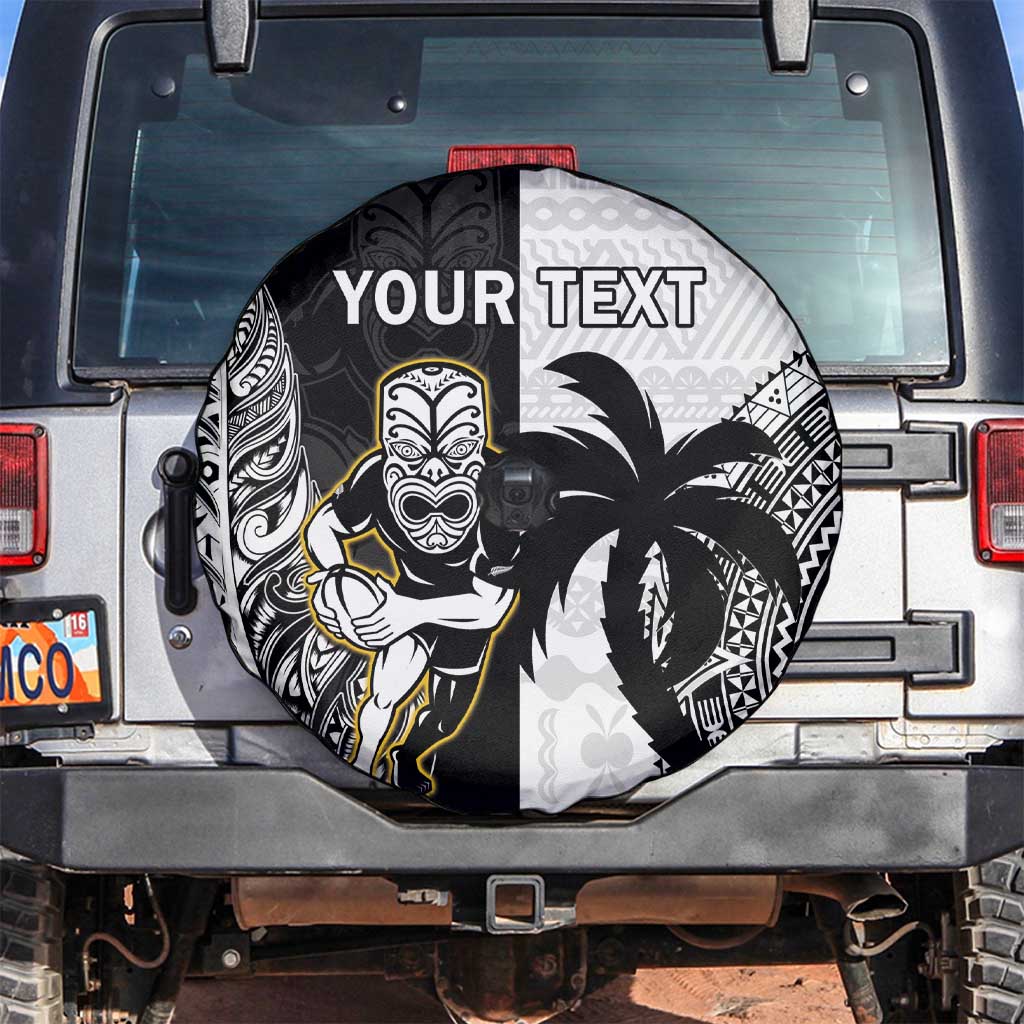 Custom Fiji And New Zealand Rugby Spare Tire Cover Aotearoa Silver Fern Mix Fijian Tapa Pattern