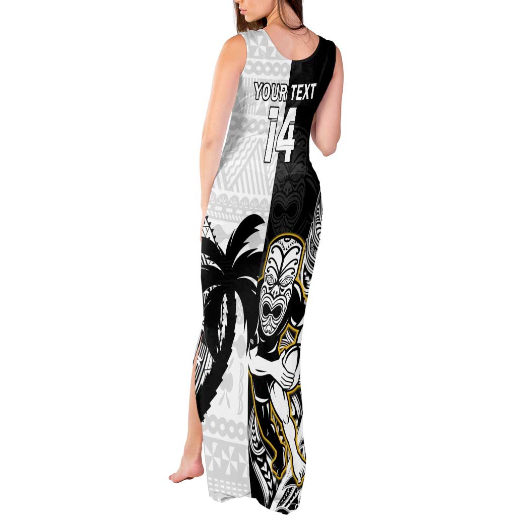 Custom Fiji And New Zealand Rugby Tank Maxi Dress Aotearoa Silver Fern Mix Fijian Tapa Pattern