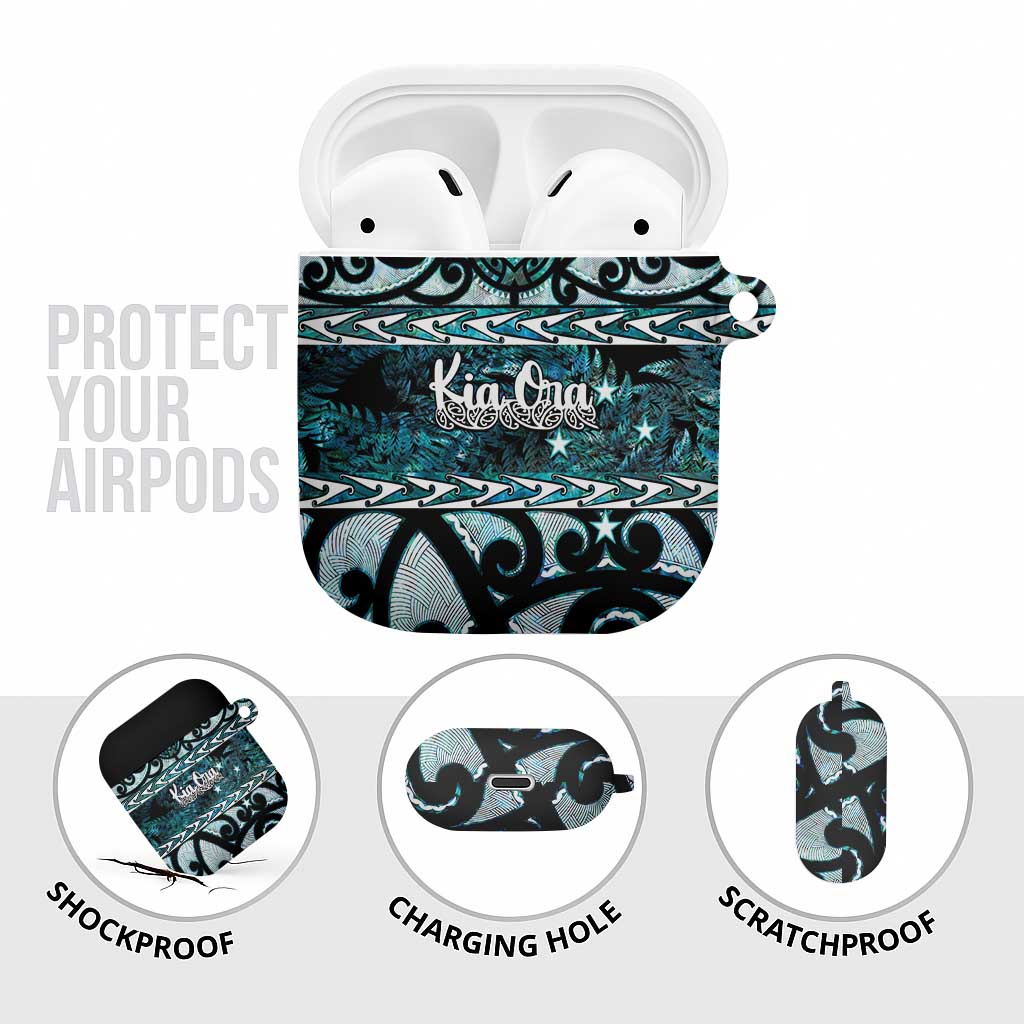 Kia Ora New Zealand AirPods Case Aotearoa Proud Maori Paua Shell Silver Fern - Polynesian Pride