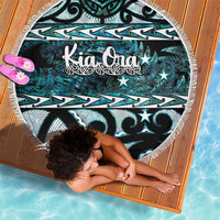 Kia Ora New Zealand Beach Blanket Aotearoa Proud Maori Paua Shell Silver Fern LT14 - Polynesian Pride