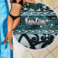 Kia Ora New Zealand Beach Blanket Aotearoa Proud Maori Paua Shell Silver Fern LT14 - Polynesian Pride