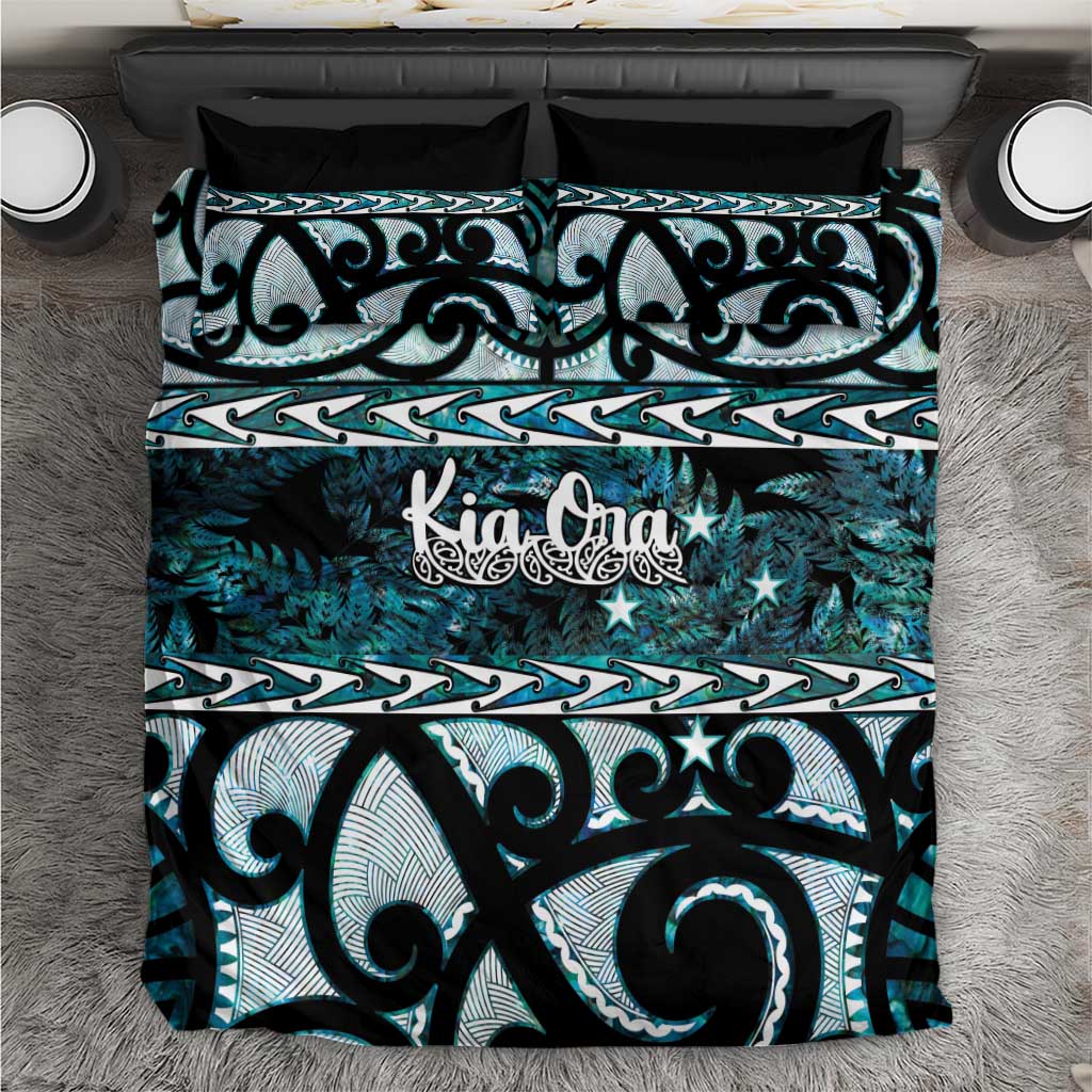 Kia Ora New Zealand Bedding Set Aotearoa Proud Maori Paua Shell Silver Fern - Polynesian Pride