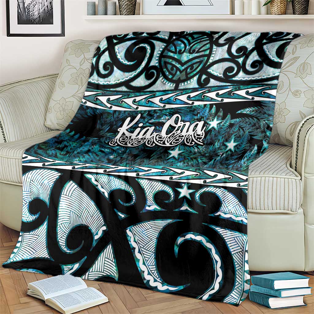 Kia Ora New Zealand Blanket Aotearoa Proud Maori Paua Shell Silver Fern - Polynesian Pride