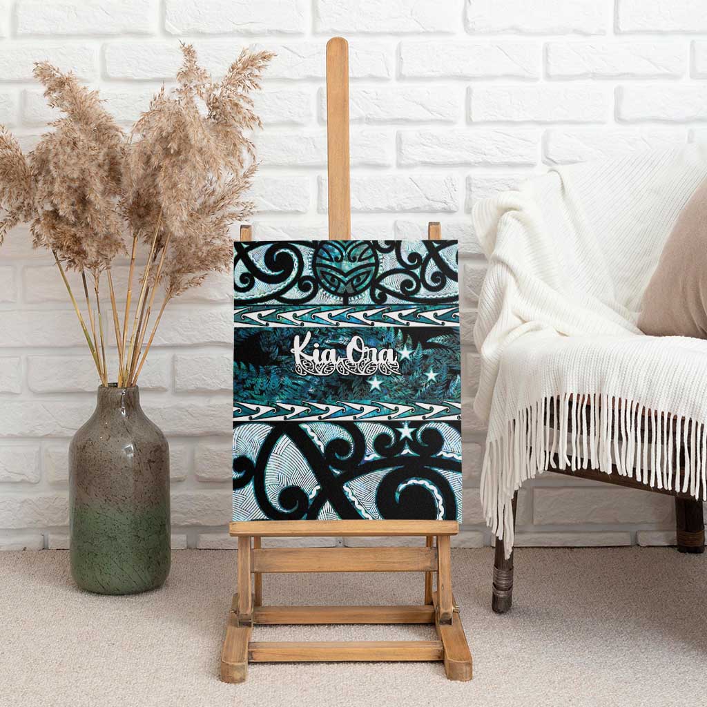 Kia Ora New Zealand Canvas Wall Art Aotearoa Proud Maori Paua Shell Silver Fern LT14 - Polynesian Pride