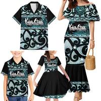 Kia Ora New Zealand Family Matching Mermaid Dress and Hawaiian Shirt Aotearoa Proud Maori Paua Shell Silver Fern - Polynesian Pride