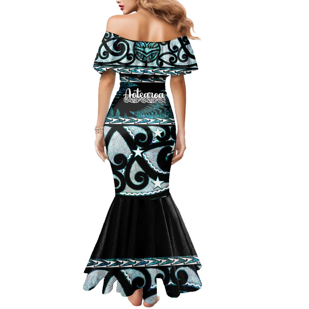 Kia Ora New Zealand Family Matching Mermaid Dress and Hawaiian Shirt Aotearoa Proud Maori Paua Shell Silver Fern - Polynesian Pride