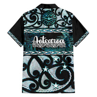 Kia Ora New Zealand Family Matching Off The Shoulder Long Sleeve Dress and Hawaiian Shirt Aotearoa Proud Maori Paua Shell Silver Fern - Polynesian Pride