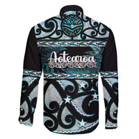Kia Ora New Zealand Family Matching Off Shoulder Maxi Dress and Hawaiian Shirt Aotearoa Proud Maori Paua Shell Silver Fern - Polynesian Pride
