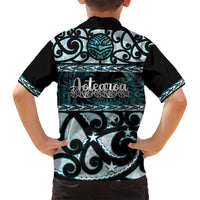 Kia Ora New Zealand Family Matching Summer Maxi Dress and Hawaiian Shirt Aotearoa Proud Maori Paua Shell Silver Fern - Polynesian Pride