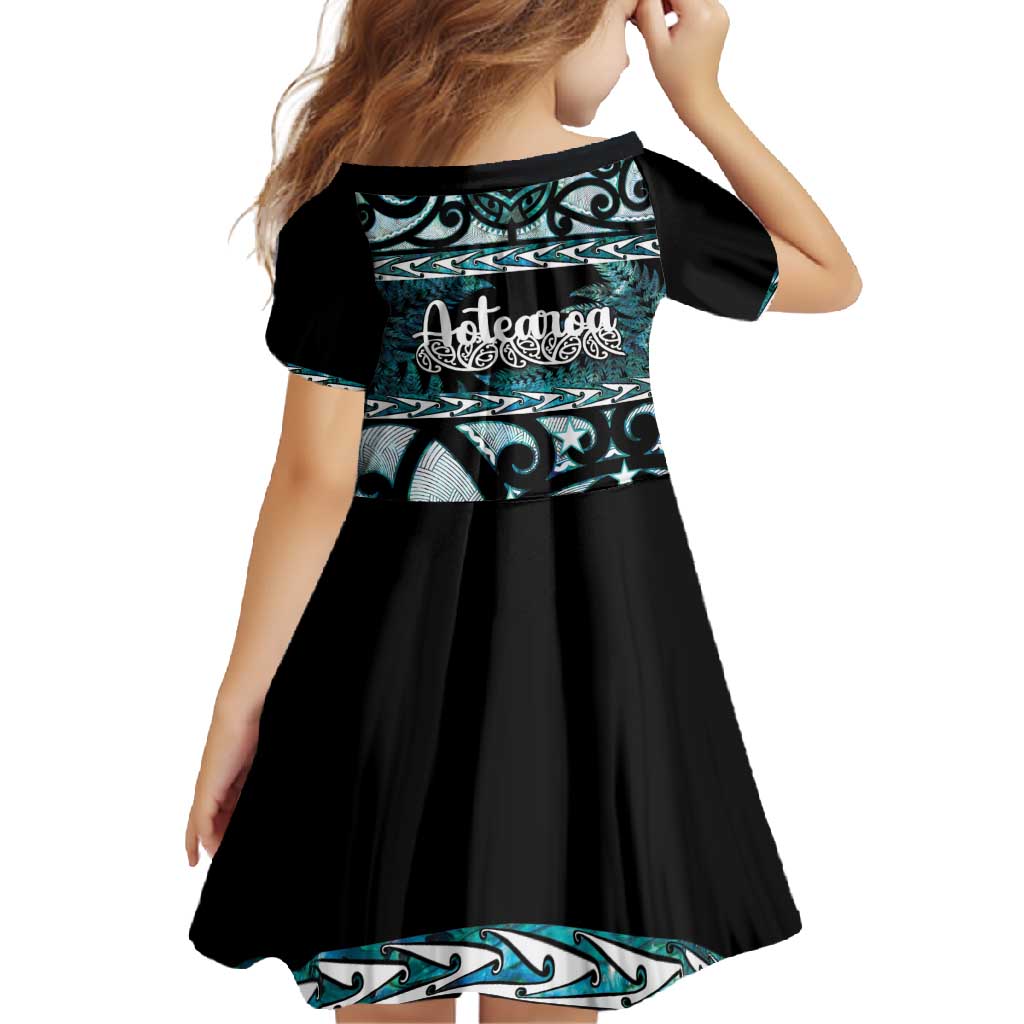 Kia Ora New Zealand Family Matching Tank Maxi Dress and Hawaiian Shirt Aotearoa Proud Maori Paua Shell Silver Fern - Polynesian Pride