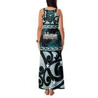 Kia Ora New Zealand Family Matching Tank Maxi Dress and Hawaiian Shirt Aotearoa Proud Maori Paua Shell Silver Fern - Polynesian Pride