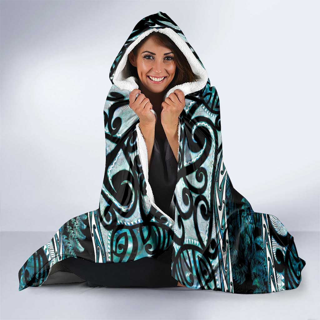 Kia Ora New Zealand Hooded Blanket Aotearoa Proud Maori Paua Shell Silver Fern - Polynesian Pride