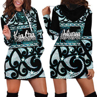 Kia Ora New Zealand Hoodie Dress Aotearoa Proud Maori Paua Shell Silver Fern - Polynesian Pride