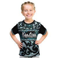 Kia Ora New Zealand Kid T Shirt Aotearoa Proud Maori Paua Shell Silver Fern - Polynesian Pride