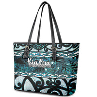 Kia Ora New Zealand Leather Tote Bag Aotearoa Proud Maori Paua Shell Silver Fern - Polynesian Pride