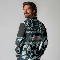 Kia Ora New Zealand Long Sleeve Polo Shirt Aotearoa Proud Maori Paua Shell Silver Fern - Polynesian Pride