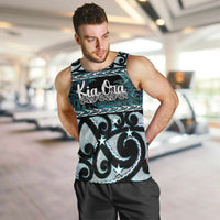 Kia Ora New Zealand Men Tank Top Aotearoa Proud Maori Paua Shell Silver Fern LT14 Black - Polynesian Pride