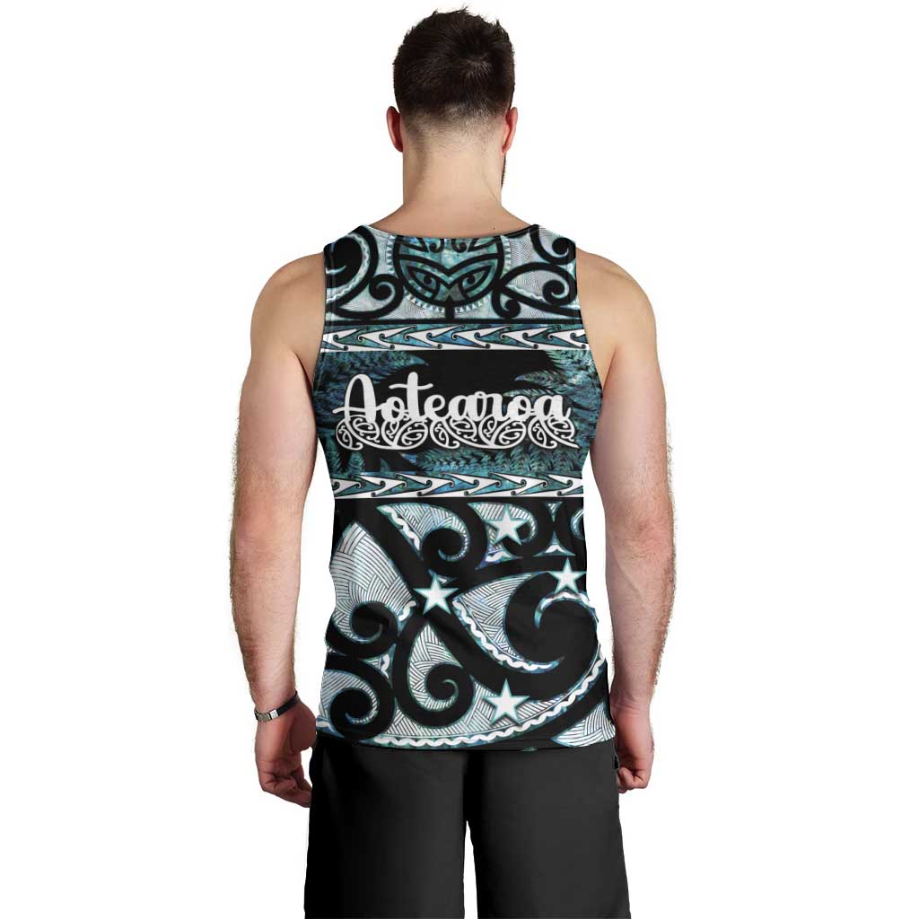 Kia Ora New Zealand Men Tank Top Aotearoa Proud Maori Paua Shell Silver Fern LT14 - Polynesian Pride