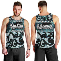 Kia Ora New Zealand Men Tank Top Aotearoa Proud Maori Paua Shell Silver Fern LT14 - Polynesian Pride