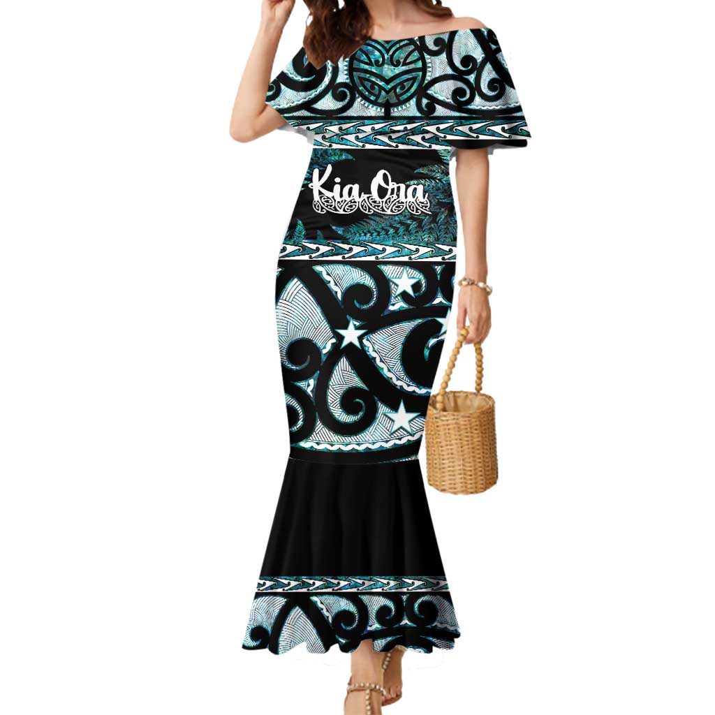 Kia Ora New Zealand Mermaid Dress Aotearoa Proud Maori Paua Shell Silver Fern - Polynesian Pride