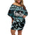 Kia Ora New Zealand Off Shoulder Short Dress Aotearoa Proud Maori Paua Shell Silver Fern - Polynesian Pride