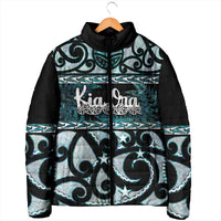Kia Ora New Zealand Padded Jacket Aotearoa Proud Maori Paua Shell Silver Fern - Polynesian Pride