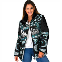 Kia Ora New Zealand Padded Jacket Aotearoa Proud Maori Paua Shell Silver Fern - Polynesian Pride