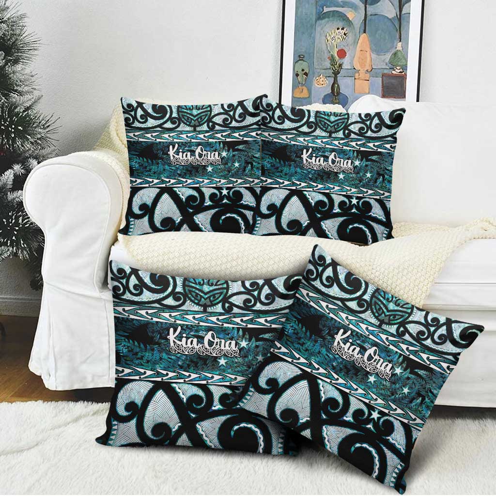 Kia Ora New Zealand Pillow Cover Aotearoa Proud Maori Paua Shell Silver Fern - Polynesian Pride