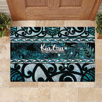 Kia Ora New Zealand Rubber Doormat Aotearoa Proud Maori Paua Shell Silver Fern LT14 Black - Polynesian Pride