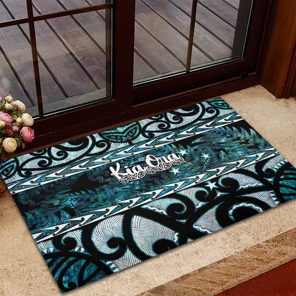 Kia Ora New Zealand Rubber Doormat Aotearoa Proud Maori Paua Shell Silver Fern LT14 - Polynesian Pride