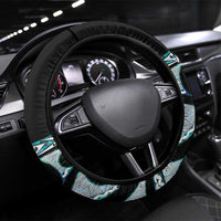 Kia Ora New Zealand Steering Wheel Cover Aotearoa Proud Maori Paua Shell Silver Fern LT14 Universal Fit Black - Polynesian Pride