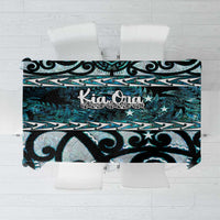 Kia Ora New Zealand Tablecloth Aotearoa Proud Maori Paua Shell Silver Fern LT14 Black - Polynesian Pride