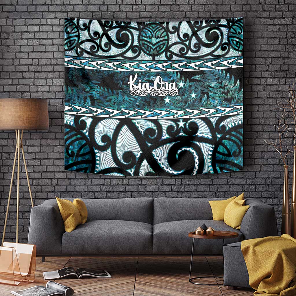 Kia Ora New Zealand Tapestry Aotearoa Proud Maori Paua Shell Silver Fern - Polynesian Pride