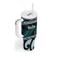 Kia Ora New Zealand Tumbler With Handle Aotearoa Proud Maori Paua Shell Silver Fern - Polynesian Pride