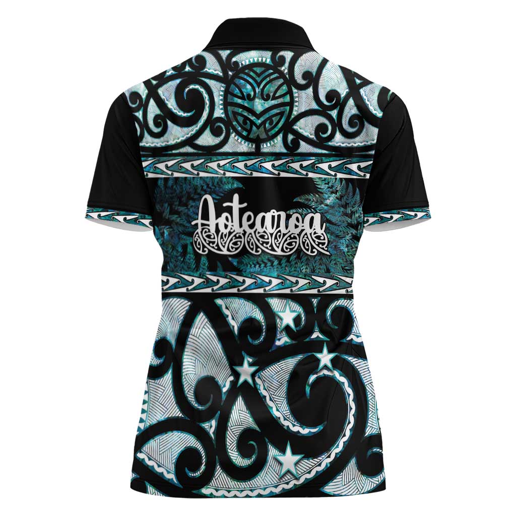 Kia Ora New Zealand Women Polo Shirt Aotearoa Proud Maori Paua Shell Silver Fern - Polynesian Pride