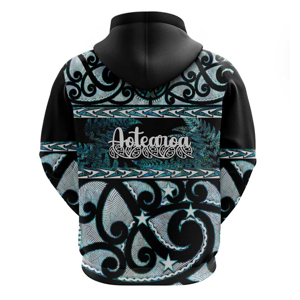 Kia Ora New Zealand Zip Hoodie Aotearoa Proud Maori Paua Shell Silver Fern - Polynesian Pride