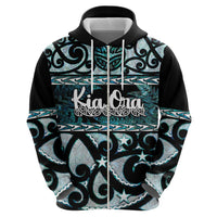 Kia Ora New Zealand Zip Hoodie Aotearoa Proud Maori Paua Shell Silver Fern - Polynesian Pride