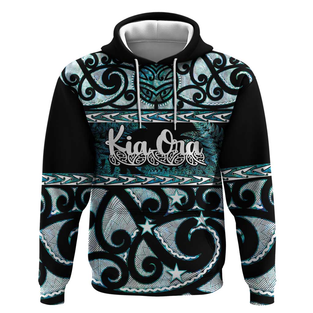 Kia Ora New Zealand Zip Hoodie Aotearoa Proud Maori Paua Shell Silver Fern - Polynesian Pride