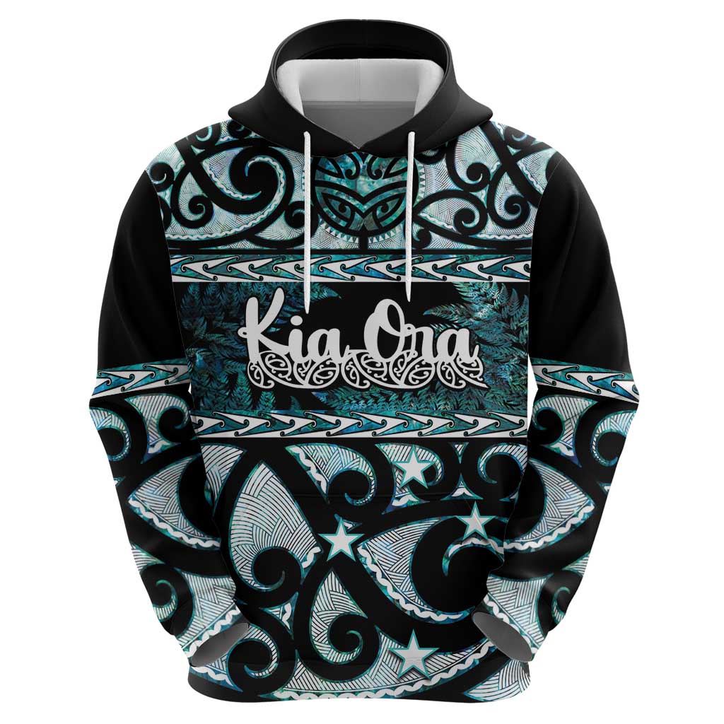 Kia Ora New Zealand Zip Hoodie Aotearoa Proud Maori Paua Shell Silver Fern - Polynesian Pride