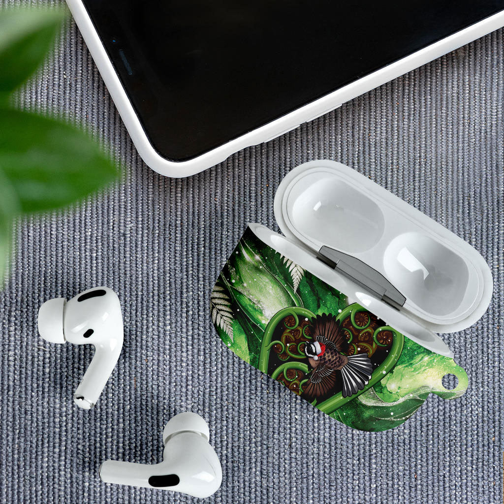 Piwakawaka New Zealand Christmas In July AirPods Case NZ Aroha Koru Fern Marble Vibes