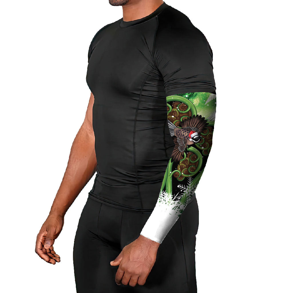 Piwakawaka New Zealand Christmas In July Arm Sleeves NZ Aroha Koru Fern Marble Vibes