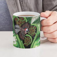 Piwakawaka New Zealand Christmas In July Ceramic Mug NZ Aroha Koru Fern Marble Vibes