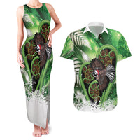 Piwakawaka New Zealand Christmas In July Couples Matching Tank Maxi Dress and Hawaiian Shirt NZ Aroha Koru Fern Marble Vibes