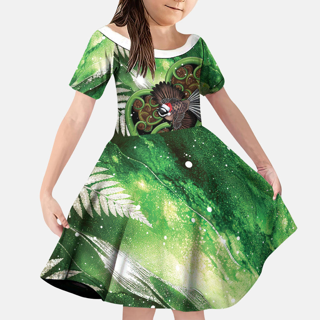 Piwakawaka New Zealand Christmas In July Family Matching Tank Maxi Dress and Hawaiian Shirt NZ Aroha Koru Fern Marble Vibes